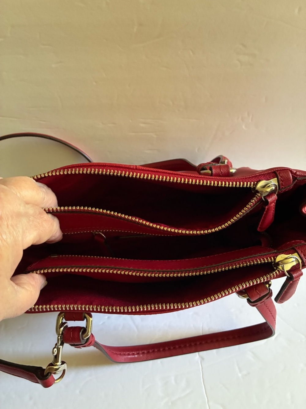 Coach Deep Red Cross Grain Leather Satchel with Strap EUC!! - Picture 11 of 14
